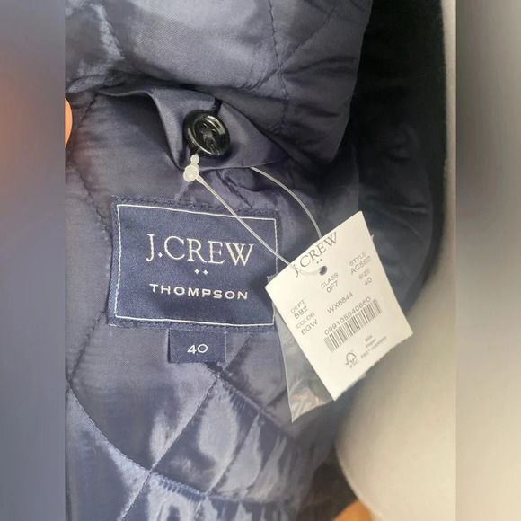 J Crew MensThompson Herringbone Wool Blend Overcoat Topcoat Blue Size 40 NWT - Picture 5 of 7